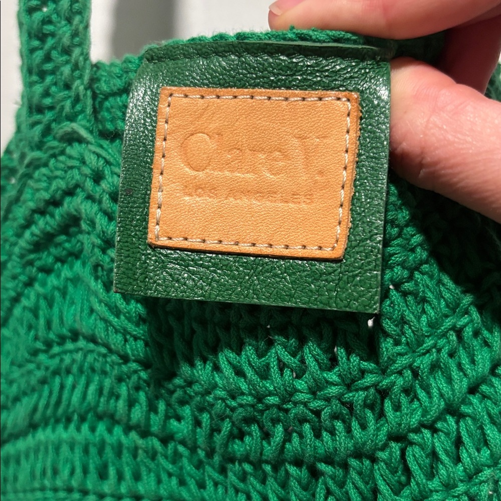 CLARE V Tomate green crochet tote bag - Picture 4 of 9
